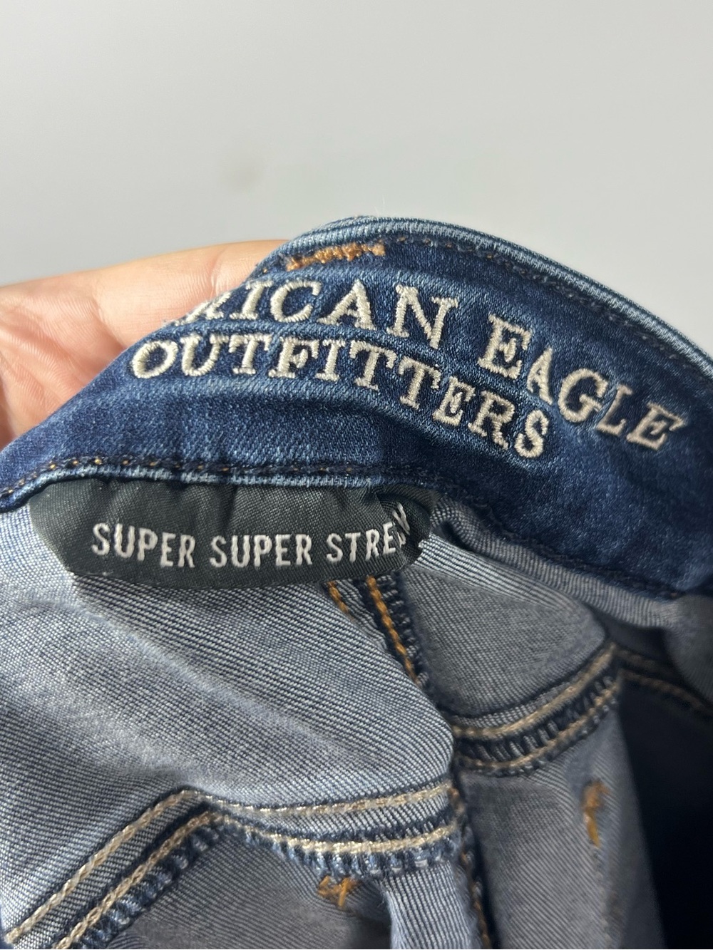 American Eagle Super Super Stretch High Rise Shortie Jean Shorts 12 - Picture 3 of 4